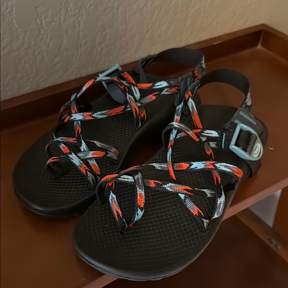 Chaco Black Sandals with Multicolor Straps